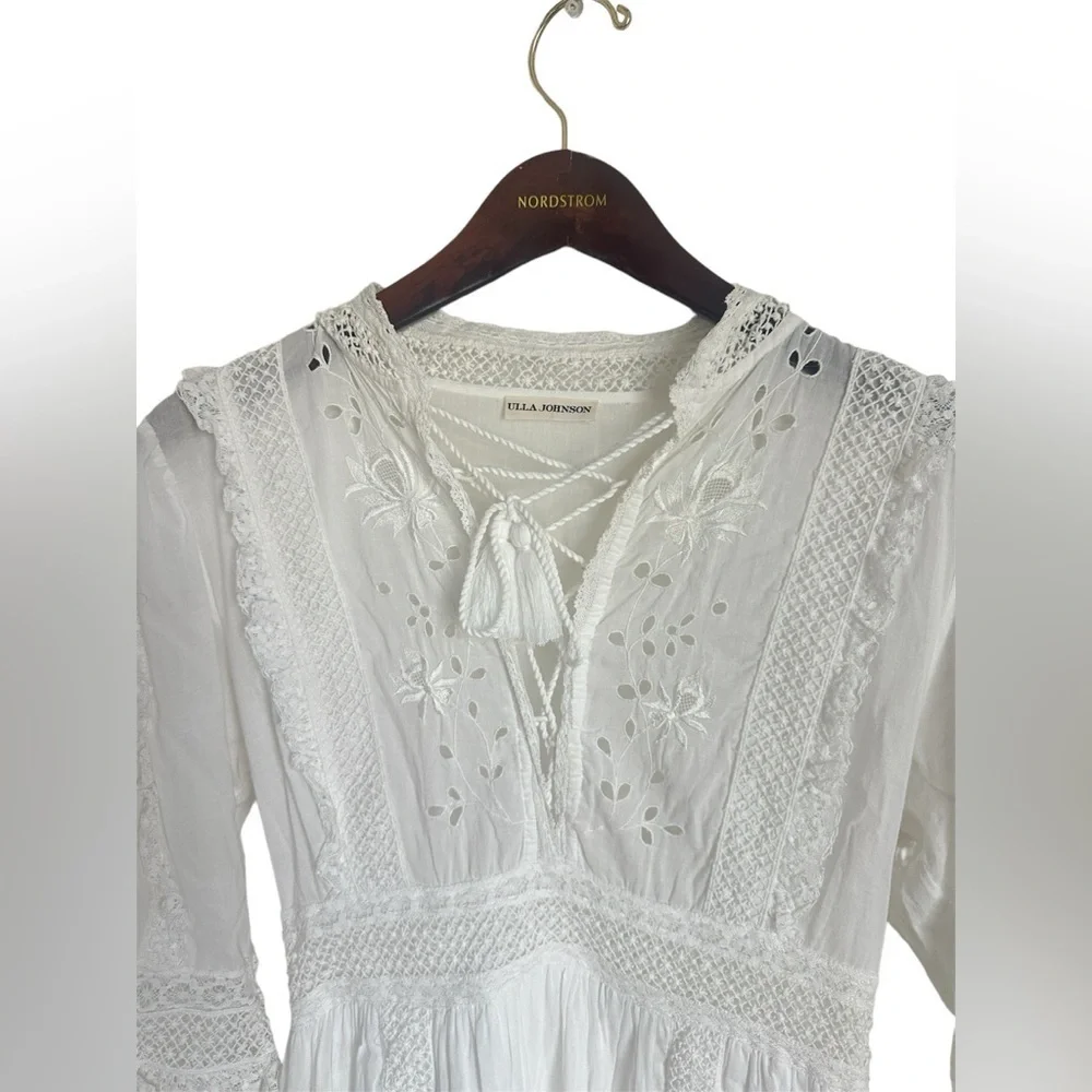 Ulla Johnson Madison Dress Blanc White Eyelet Tiered Ruffle Size 4